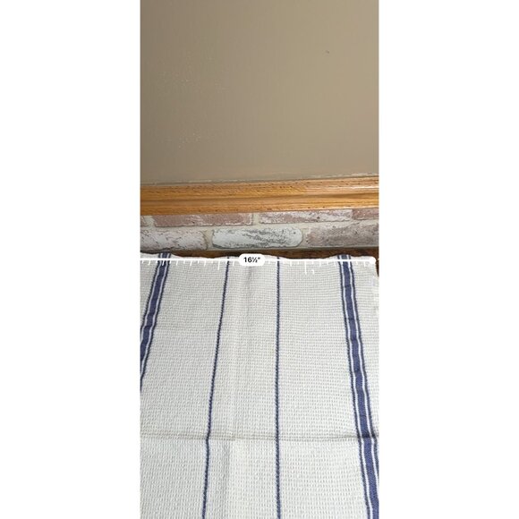 Flower Embroidered Waffle Weave Kitchen Towel With Blue Stripes and Flowers - Picture 9 of 10